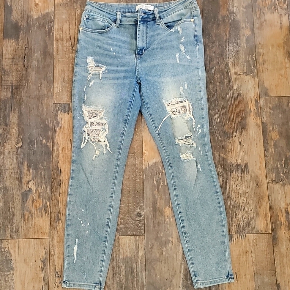 Judy Blue Ripped Lacy Jeans